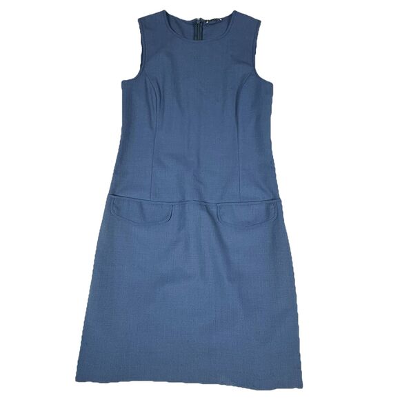 Theory Zeldia Tailor Sheath Dress Blue Wool Blend Career Shift Sz 2 Short Clean - Picture 3 of 11
